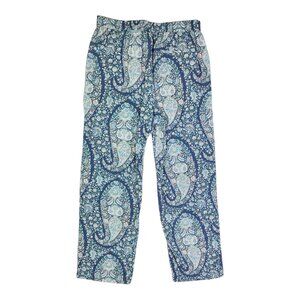 J. Crew Size 6? Pull-On Silk Paisley Pants Blue BA255